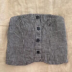 Abercrombie & Fitch Black and White Checkered Crop Top